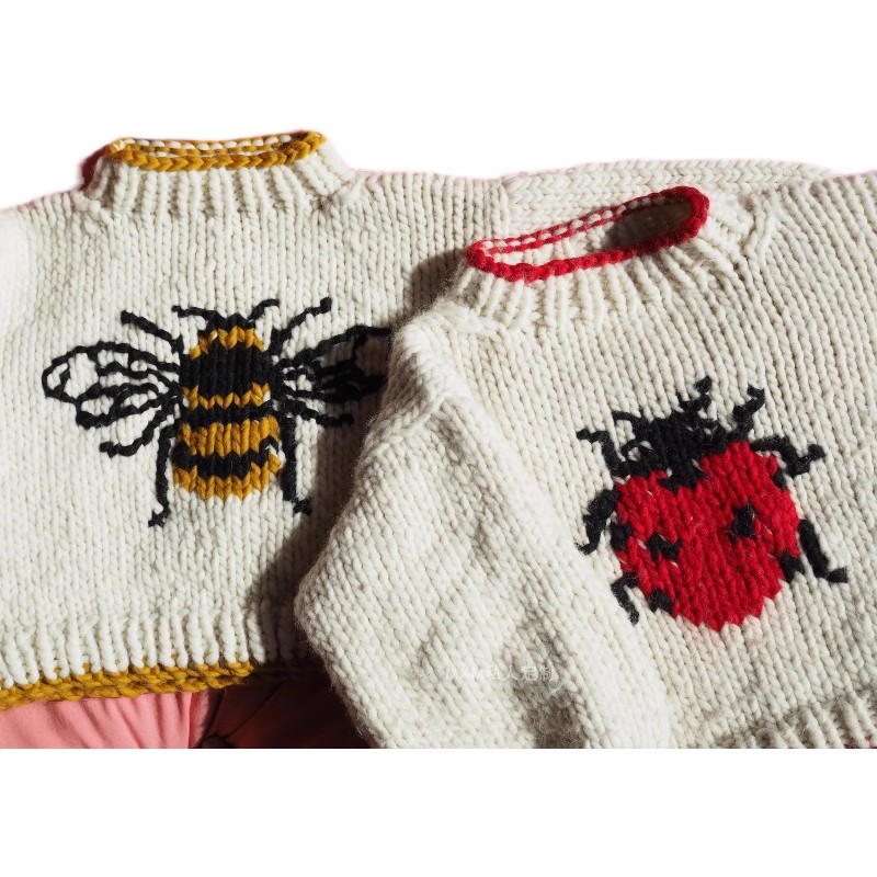 Embroidery Lady Bug - Suéter de lana pura con diseño