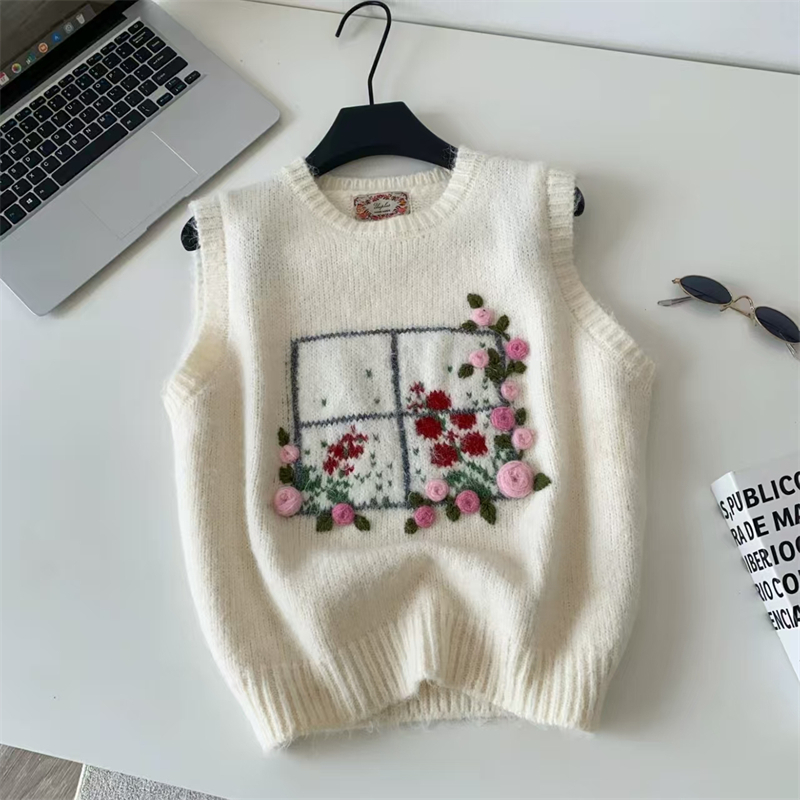 Chaleco de punto con bordado f - Embroidery Rose reseña y precio
