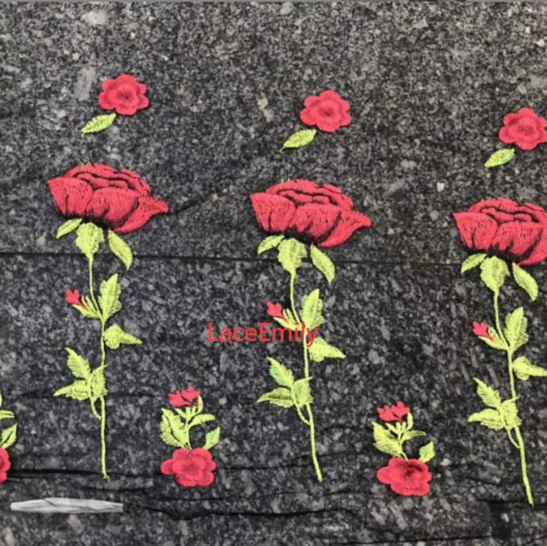 Tela de encaje de rosa roja, b - Embroidery Rose reseña y precio