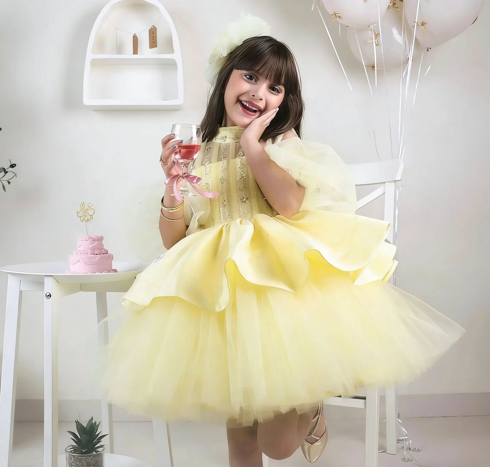 Vestidos de niña de flores ama - Embroidery Yellow Dress reseña y precio