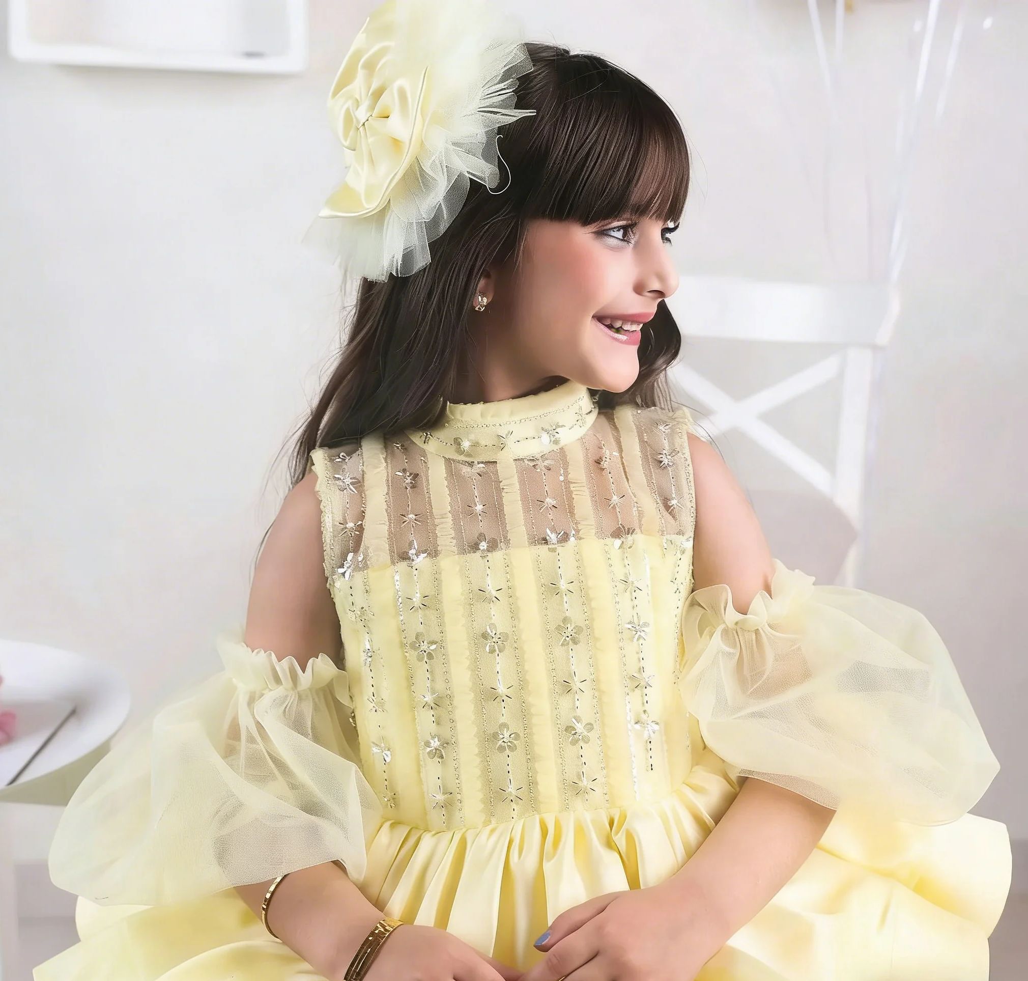 Vestidos de niña de flores ama - Embroidery Yellow Dress reseña y precio