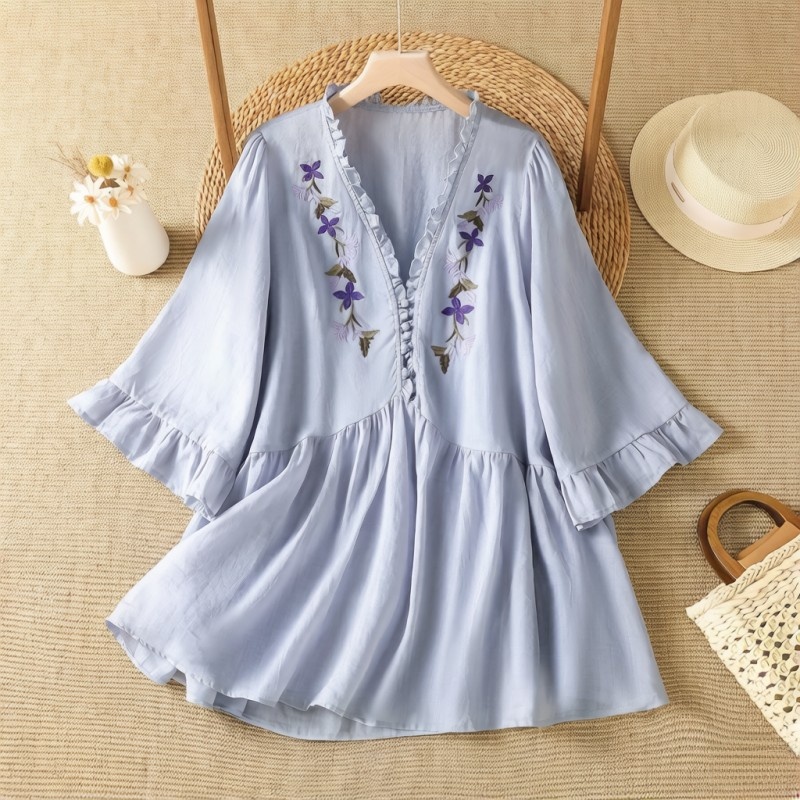 Elegante Camisa de Lino y Algo - Embroidery Cotton Shirt reseña y precio