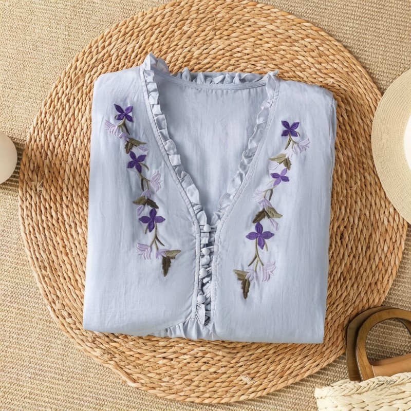 Elegante Camisa de Lino y Algo - Embroidery Cotton Shirt reseña y precio